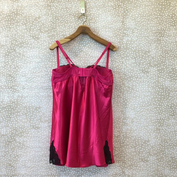 Cacique Lane Bryant Pink Satin Chemise Lingerie Lace Sexy Underwire Size 18/20 - Picture 8 of 9